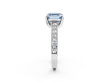 White gold Fancy Blue Asscher  Cut Diamond Pave Band with Four-Prong Setting_14