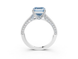 White gold Fancy Blue Asscher  Cut Diamond Pave Band with Four-Prong Setting_15