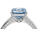 White gold Fancy Blue Asscher  Cut Diamond Pave Band with Four-Prong Setting_16