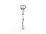 White gold Fancy Blue Asscher  Cut Diamond Ring with Baguette Side Stones, Channel Set Band, and Four-Prong Setting_11