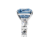 White gold Fancy Blue Asscher  Cut Diamond Ring with Baguette Side Stones, Channel Set Band, and Four-Prong Setting_14