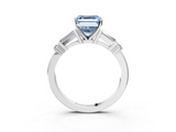 White gold Fancy Blue Asscher  Cut Diamond Ring with Baguette Side Stones, Channel Set Band, and Four-Prong Setting_19