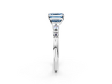 White gold Fancy Blue Asscher  Cut Diamond Ring with Baguette Side Stones, Channel Set Band, and Four-Prong Setting_35