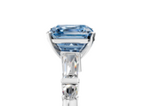 White gold Fancy Blue Asscher  Cut Diamond Ring with Baguette Side Stones, Channel Set Band, and Four-Prong Setting_38