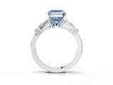 White gold Fancy Blue Asscher  Cut Diamond Ring with Baguette Side Stones, Channel Set Band, and Four-Prong Setting_57