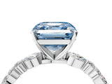 White gold Fancy Blue Asscher Cut Diamond Ring with Marquise and Round  Side Stones and Four-Prong Setting_45