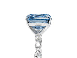 White gold Fancy Blue Asscher Cut Diamond Ring with Marquise and Round  Side Stones and Four-Prong Setting_46