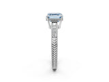 White gold Fancy Blue Asscher Cut Diamond Ring with Milgrain Pavé Band and Four-Prong Setting_34