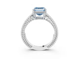 White gold Fancy Blue Asscher Cut Diamond Ring with Milgrain Pavé Band and Four-Prong Setting_35