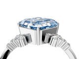 White gold Fancy Blue Asscher Cut Diamond Ring with Side Stones and Four-Prong Setting_98