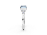 White gold Fancy Blue Asscher  Cut Diamond Ring with Tapered Baguette Side Stones in Four-Prong Setting_5