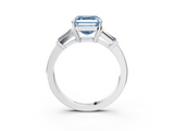 White gold Fancy Blue Asscher  Cut Diamond Ring with Tapered Baguette Side Stones in Four-Prong Setting_6