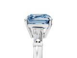 White gold Fancy Blue Asscher  Cut Diamond Ring with Tapered Baguette Side Stones in Four-Prong Setting_8