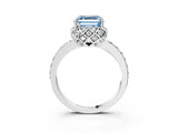 White gold Fancy Blue Asscher Cut Diamond Scalloped Halo Engagement Ring with Round Shared Prong Band_45