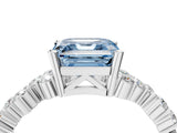 White gold Fancy Blue Asscher Cut Diamond Scattered Round Accent Ring with Prong Setting_16