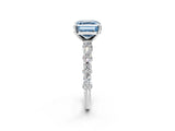 White gold Fancy Blue Asscher Cut Diamond Side Stone Solitaire Ring with Round  and Four-Prong Setting_14