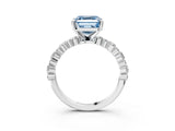 White gold Fancy Blue Asscher Cut Diamond Side Stone Solitaire Ring with Round  and Four-Prong Setting_15