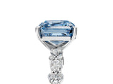 White gold Fancy Blue Asscher Cut Diamond Side Stone Solitaire Ring with Round  and Four-Prong Setting_17