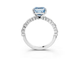 White gold Fancy Blue Asscher Cut Diamond Side Stone Solitaire Ring with Round  and Four-Prong Setting_97