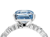 White gold Fancy Blue Asscher Cut Diamond Side Stone Solitaire Ring with Round  and Four-Prong Setting_98