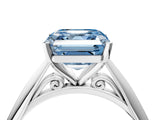 White gold Fancy Blue Asscher Cut Diamond Solitaire Engagement Ring with Cathedral Setting and Four-Prong Mount_44