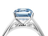 White gold Fancy Blue Asscher Cut Diamond Solitaire Engagement Ring with Cathedral Setting and Four-Prong Mount_74