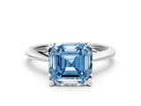 White gold Fancy Blue Asscher Cut Diamond Solitaire Engagement Ring with Classic Band and Four-Prong Setting_12
