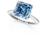 White gold Fancy Blue Asscher Cut Diamond Solitaire Engagement Ring with Classic Band and Four-Prong Setting_13