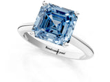 White gold Fancy Blue Asscher Cut Diamond Solitaire Engagement Ring with Classic Band and Four-Prong Setting_46