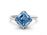 White gold Fancy Blue Asscher Cut Diamond Solitaire Engagement Ring with Four-Prong Setting and Classic Band_54
