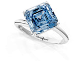 White gold Fancy Blue Asscher Cut Diamond Solitaire Engagement Ring with Four-Prong Setting and Classic Band_55