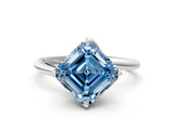 White gold Fancy Blue Asscher Cut Diamond Solitaire Engagement Ring with Four-Prong Setting and Classic Band_66