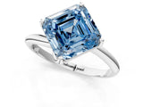 White gold Fancy Blue Asscher Cut Diamond Solitaire Engagement Ring with Four-Prong Setting and Classic Band_68