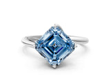 White gold Fancy Blue Asscher Cut Diamond Solitaire Engagement Ring with Four-Prong Setting and Classic Band_73