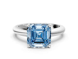 White gold Fancy Blue Asscher Cut Diamond Solitaire Engagement Ring with Round Band and Four-Prong Setting_101