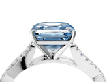 White gold Fancy Blue Asscher Cut Diamond Solitaire Engagement Ring with Twisted Pavé Band and Four-Prong Setting_101