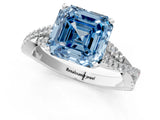 White gold Fancy Blue Asscher Cut Diamond Solitaire Engagement Ring with Twisted Pavé Band and Four-Prong Setting_103