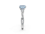 White gold Fancy Blue Asscher Cut Diamond Solitaire Engagement Ring with Twisted Pavé Band and Four-Prong Setting_104