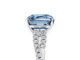 White gold Fancy Blue Asscher Cut Diamond Solitaire Engagement Ring with Twisted Pavé Band and Four-Prong Setting_107