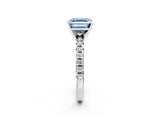 White gold Fancy Blue Asscher Cut Diamond Solitaire Pavé Engagement Ring with Round Band and Prong Setting_14