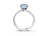White gold Fancy Blue Asscher Cut Diamond Solitaire Pavé Engagement Ring with Round Band and Prong Setting_15