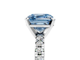 White gold Fancy Blue Asscher Cut Diamond Solitaire Pavé Engagement Ring with Round Band and Prong Setting_17
