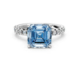 White gold Fancy Blue Asscher Cut Diamond Solitaire Pavé Engagement Ring with Round Band and Prong Setting_42