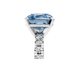 White gold Fancy Blue Asscher Cut Diamond Solitaire Pavé Engagement Ring with Round Band and Prong Setting_47