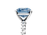 White gold Fancy Blue Asscher Cut Diamond Solitaire Ring with Beaded Band and Prong Setting_118