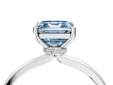 White gold Fancy Blue Asscher Cut Diamond Solitaire Ring with Classic Band and Four-Prong Setting_4
