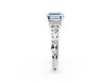 White gold Fancy Blue Asscher Cut Diamond Solitaire Ring with Filigree Band and Four-Prong Setting_19