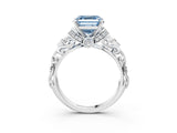 White gold Fancy Blue Asscher Cut Diamond Solitaire Ring with Filigree Band and Four-Prong Setting_20