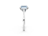 White gold Fancy Blue Asscher Cut Diamond Solitaire Ring with Flower Prong Setting and Classic Band_135