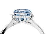 White gold Fancy Blue Asscher Cut Diamond Solitaire Ring with Flower Prong Setting and Classic Band_137
